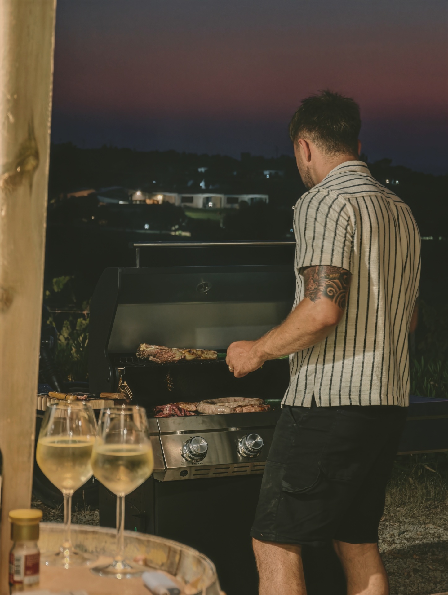 Open fire dinner at the basecamp vineyard