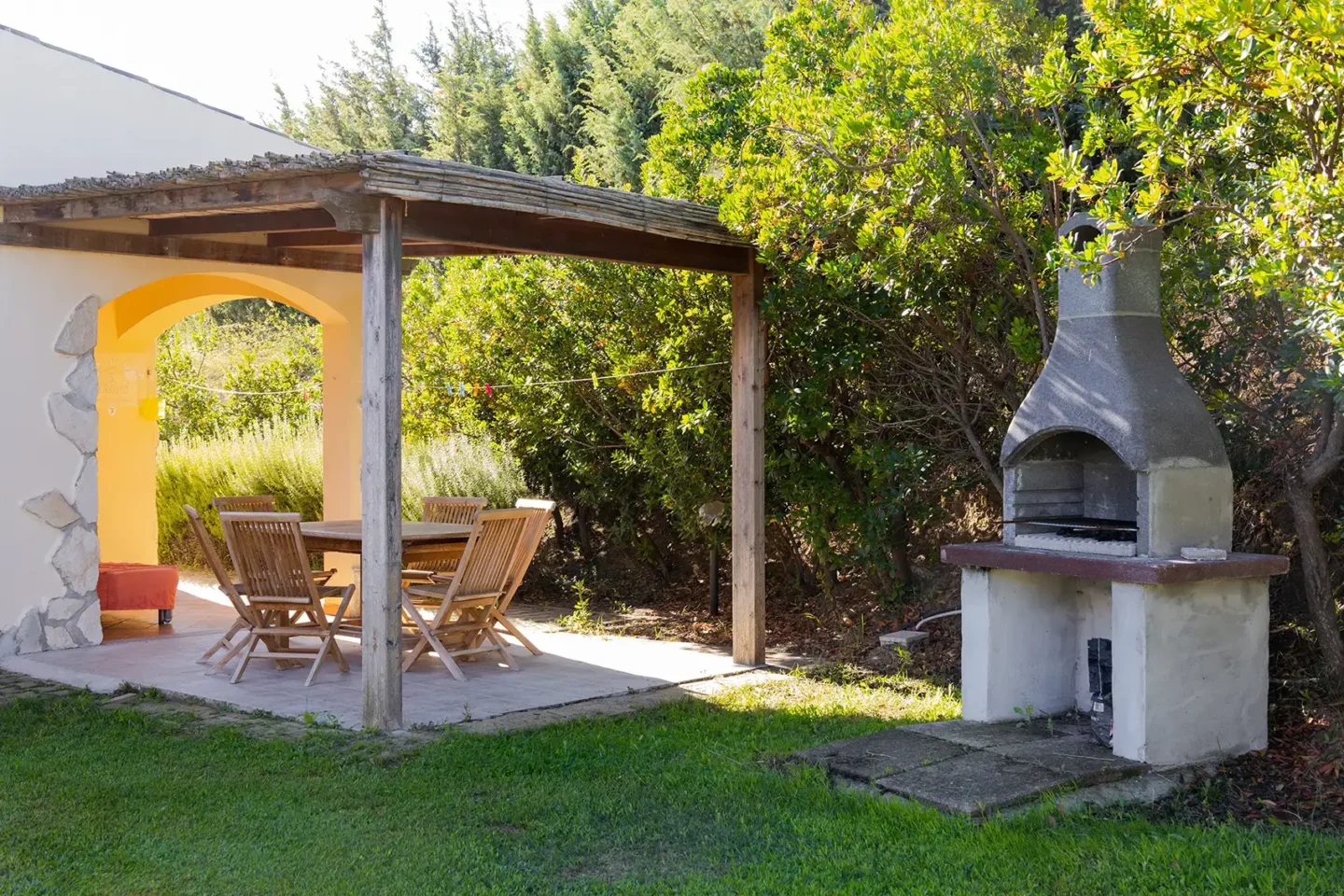 Private patio with grill